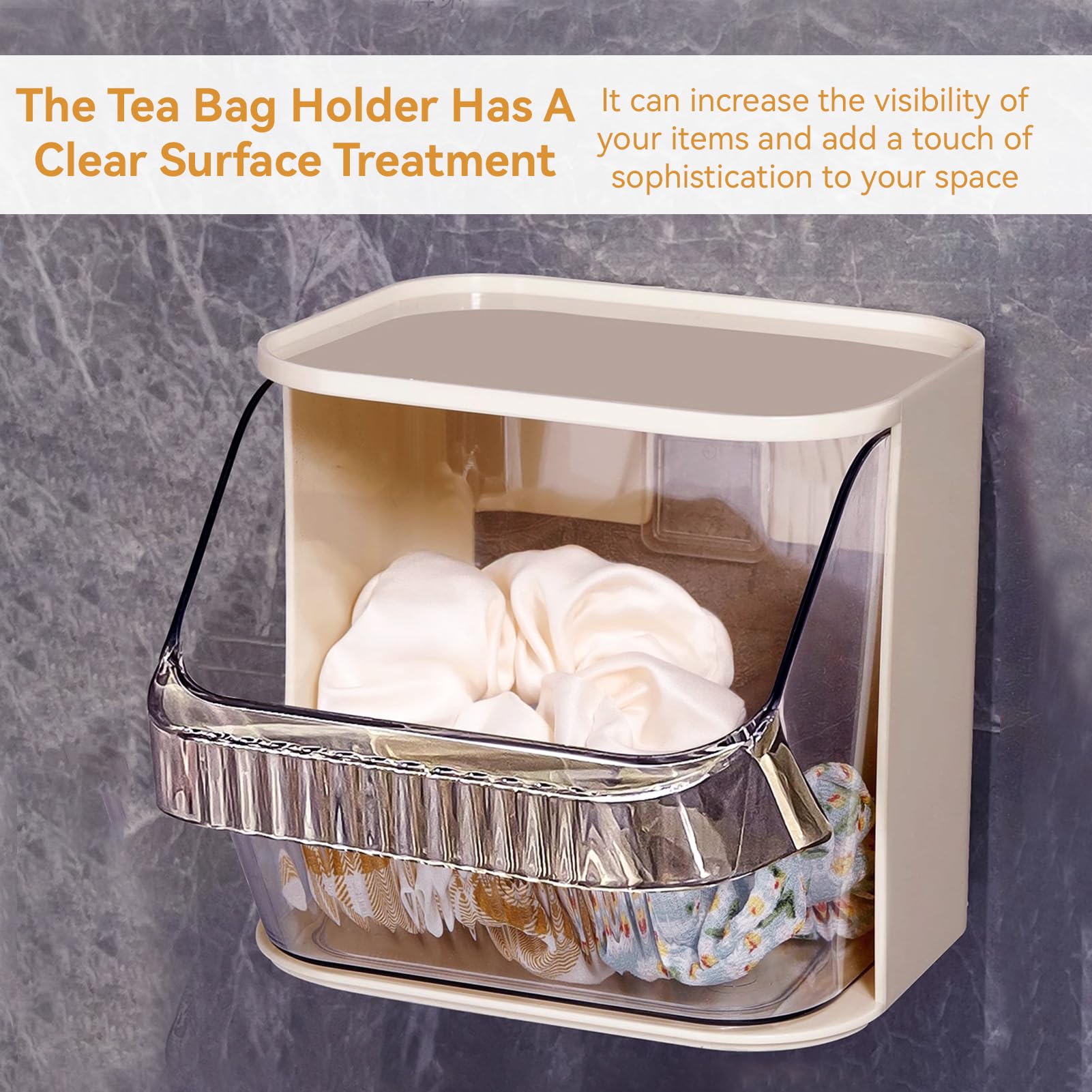 Tea Bag Storage,Tea Box Organiser and Coffee Pod Holder,Handy Tea Box Storage Clear Tea Box with Lid Kitchen Countertop Storage Caddy Multi-Purpose Storage Box for Tea Bags - Image 2