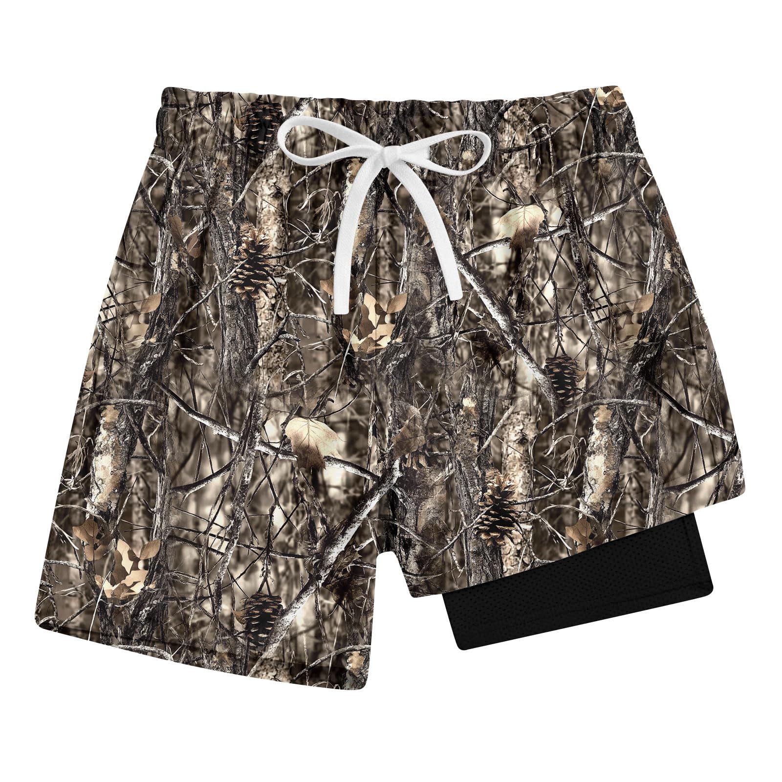 Boys Swim Trunks with Boxer Brief Liner Compression Swimwear Quick Dry Swim Shorts Bathing Suits 7-20 Years