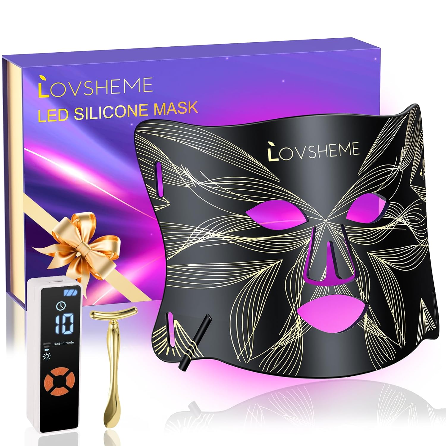 Red Light Therapy for Face, LED Face Mask Light Therapy, Red Light Therapy Mask for Acne, Wrinkles and Skin Rejuvenation, 320 LEDs, 3 Modes, 10-Min Auto Off, Eye Protection Included