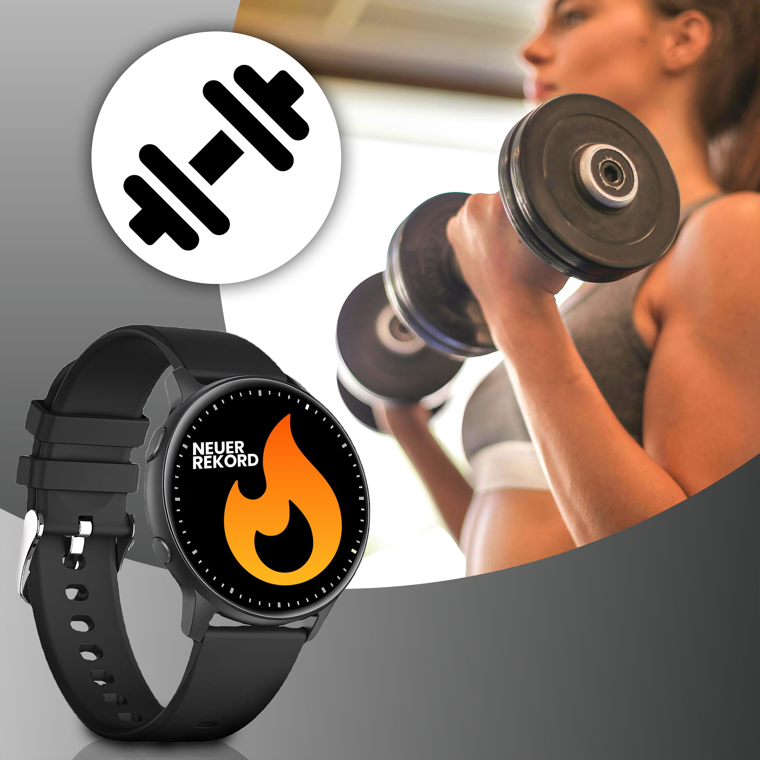 Retoo Montre Connectée Homme Femme 1.3 Pouces Écran Tactile Smart Watch avec Bluetooth 5.0 IP68 Étanche Fitness Montre 140mAh Tracker d'Activité Moniteur de Sommeil Podomètre Sport Montre Noir