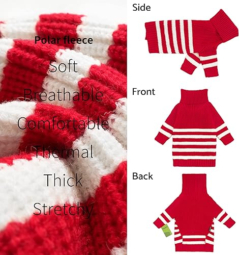 Miniatura 5 de Fitwarm Suéter térmico de cuello alto para mascotas, ropa de invierno para perros pequeños, niños y niñas, ropa de gato, rojo, mediano