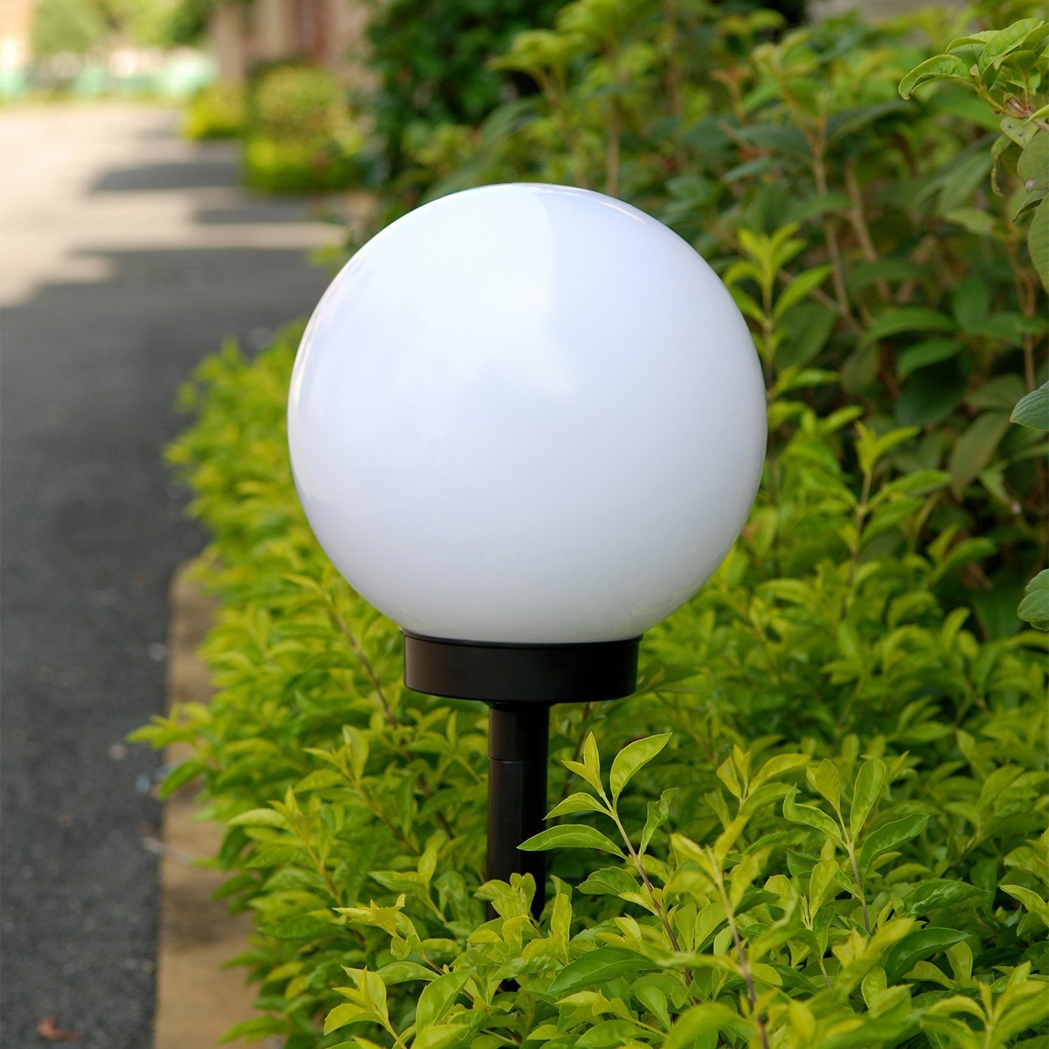 Green Blue GB121 4x Außensolarlampe Solarkugel Solarleuchte LED Leuchtkugel Garten Beleuchtung (Weiß, 4 Stück - 15 cm)