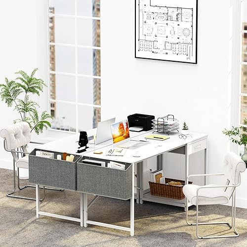 Miniatura 6 de Escritorio para computadora con cajón de 55 pulgadas para oficina en casa con almacenamiento, mesa de escritorio simple y moderna para trabajo, para