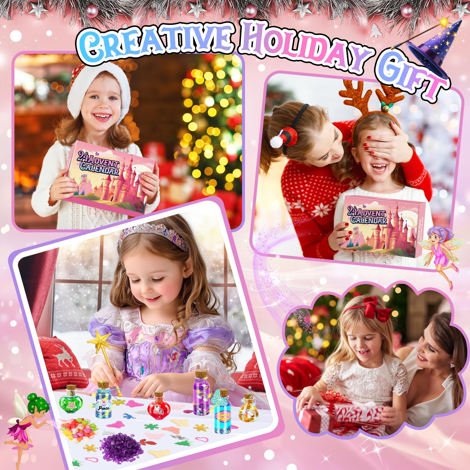 Calendario Adviento Kinder 2026, 24 Fabulous Potion Manualidades Niña, Pocimas Magicas Juguete Misteriosas Regalo Creativos para Navidad, Fairy Potion Kit para Hadas Niños 6 7 8 9 10 Años