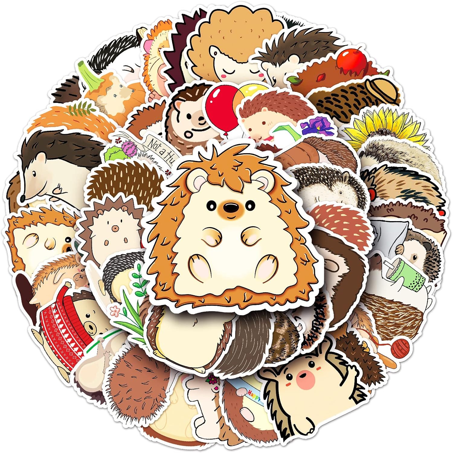 Cute Hedgehog Stickers 50pcs, Kawaii Waterproof Animal Vinyl Cartoon Stickers for Laptop Luggage, Water Bottle, Skateboard - Image 4