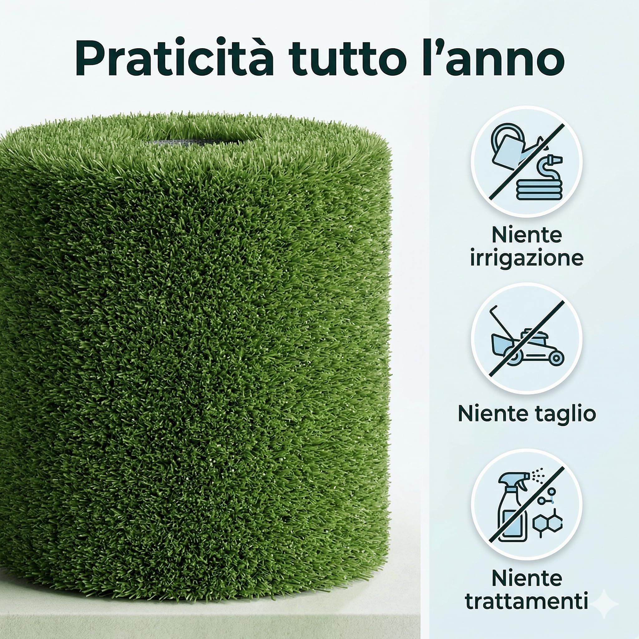 Erba Sintetica per Esterno – Galeone | Filamenti 7 mm – Prato Sintetico da Esterno - Compatto | Resistente | Tappeto Erba Finta a Rotolo - per Balconi - Terrazze - Giardini | Bassa Manutenzione