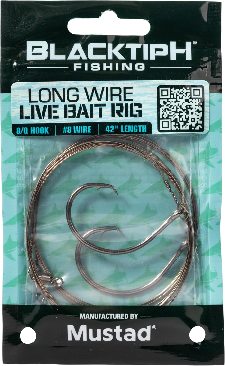BlacktipH x Mustad | Live Bait Wire Rig, 42in #8 Single Strand, 8/0 Mustad 39951 UltraPoint Circle Hook, 80lb Stainless Swivels, Slow Trolling & Drift Saltwater