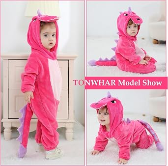 TONWHAR Dinosaur Costume for Toddlers, Baby Animal Romper Halloween Dress Up Onesie for Boys Girls