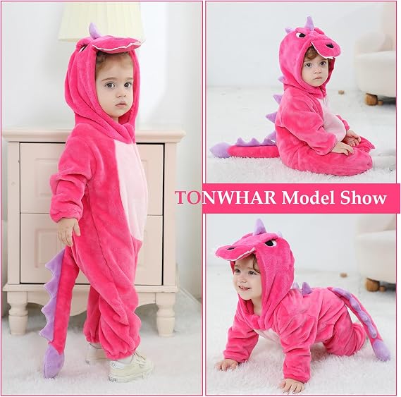 TONWHAR Dinosaur Costume for Toddlers, Baby Animal Romper Halloween Dress Up Onesie for Boys Girls