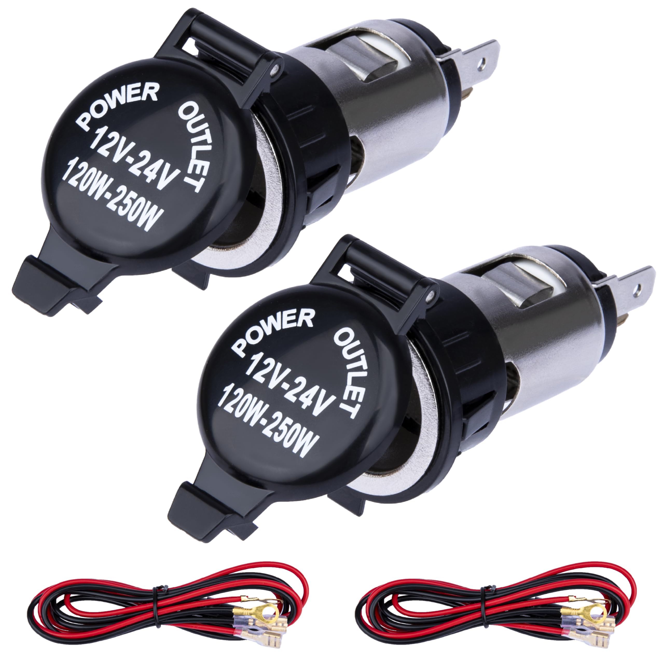 2 PCS Car Cigarette Lighter Socket Cigarette Lighter Replacement 12 Volt Female Power Outlet Socket with Cover and