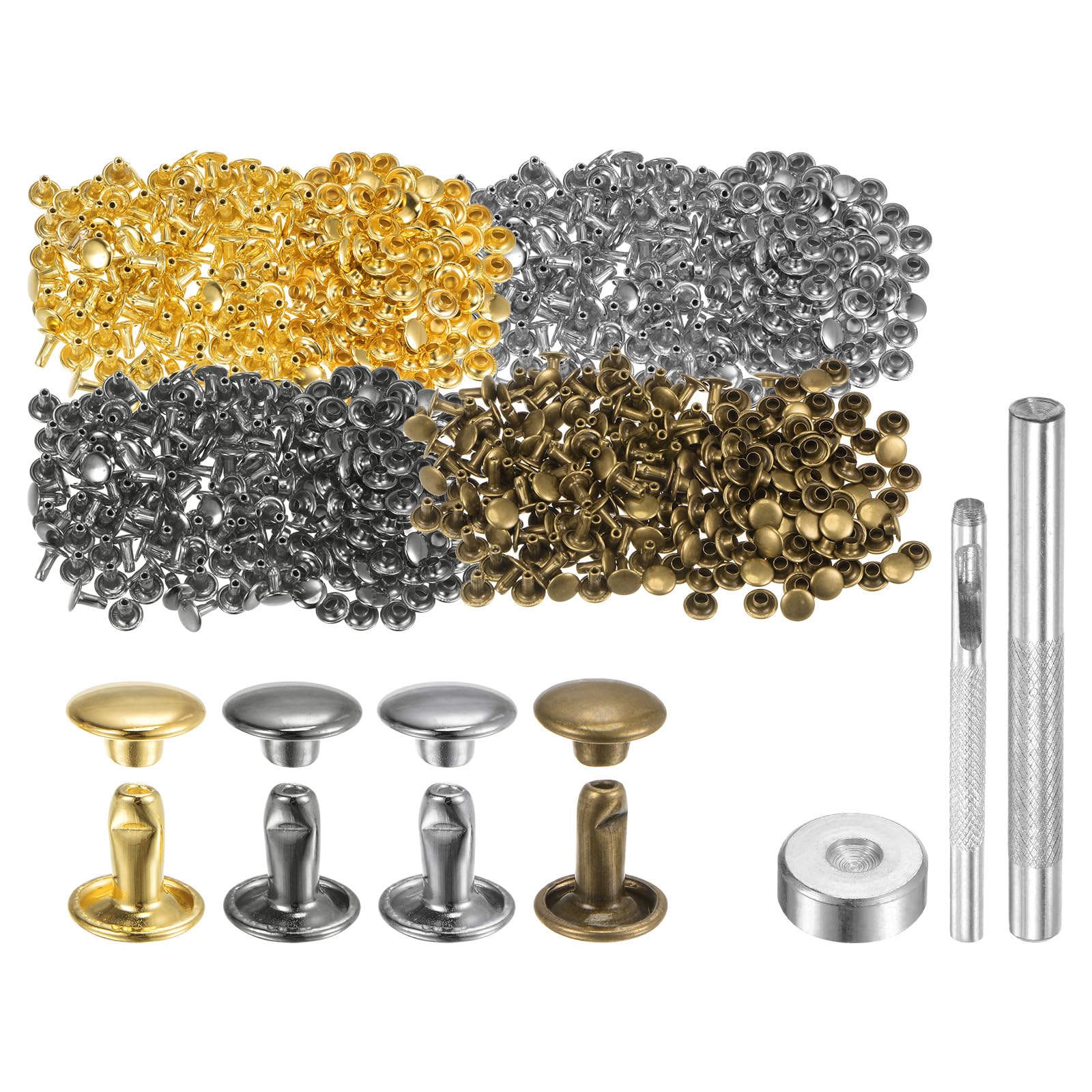 Rivets en cuir double capuchon anti-déformation avec 3 outils