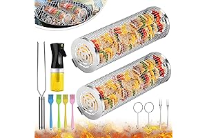 2-piece Stainless Steel Rolling Grill Basket