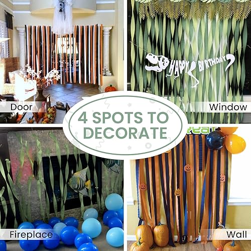 Vista 17 de PartyWoo Serpentinas de papel crepé verde, 6 rollos de 492 pies, paquete de papel crepé verde bosque esmeralda cazador para graduación, Navidad