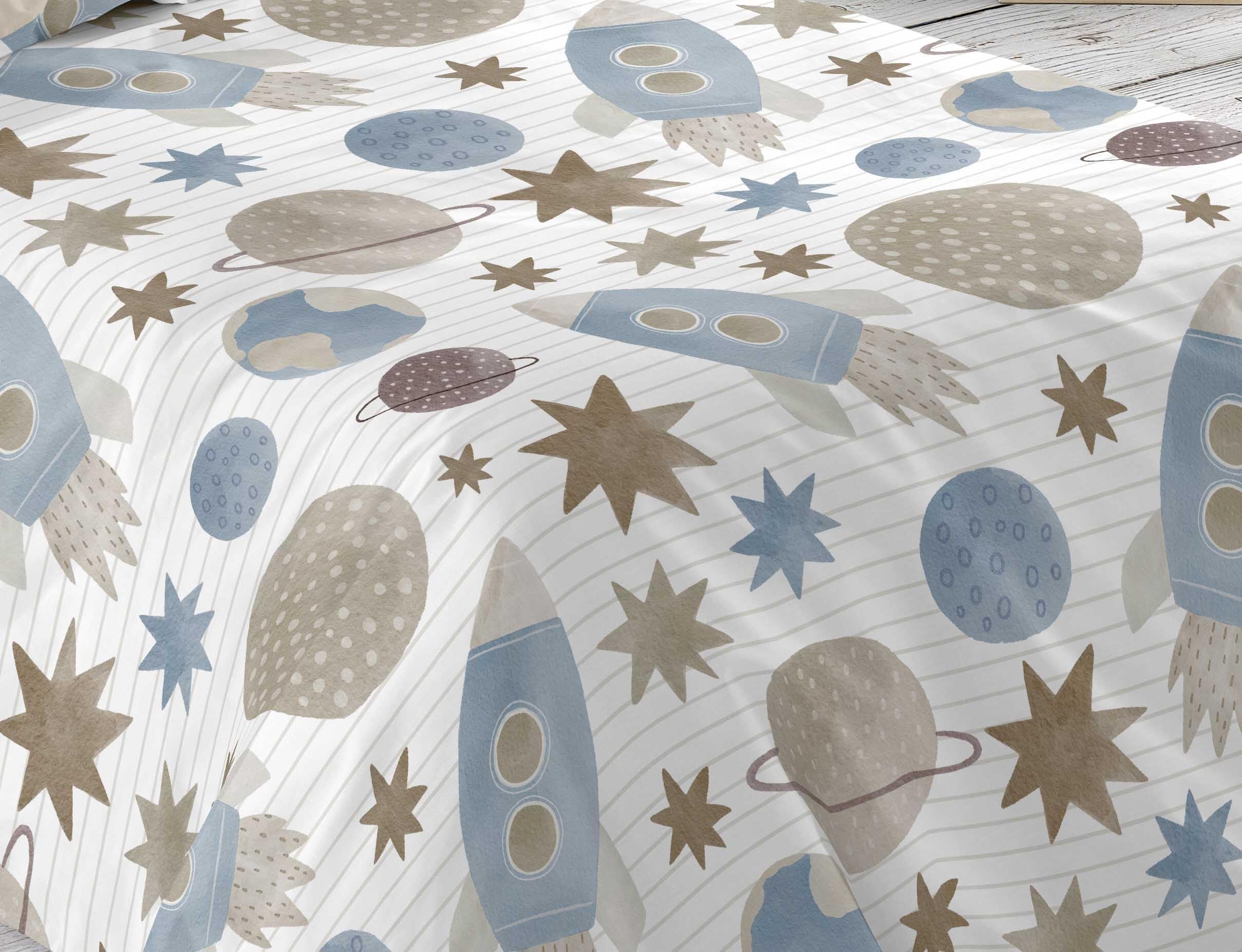 NATURALS Funda Nordica Cama 90, 100% Algodón, Juego de Funda para edredon 150x220 cm + 1 Funda de Almohada 45x110, Orion