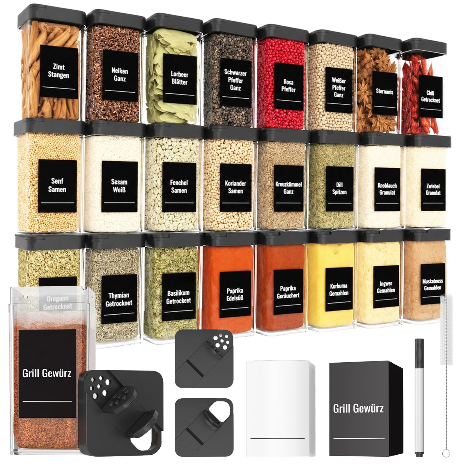 Famhap Spice Jars with Lids and Labels 24 Pack 120ml โ image 1