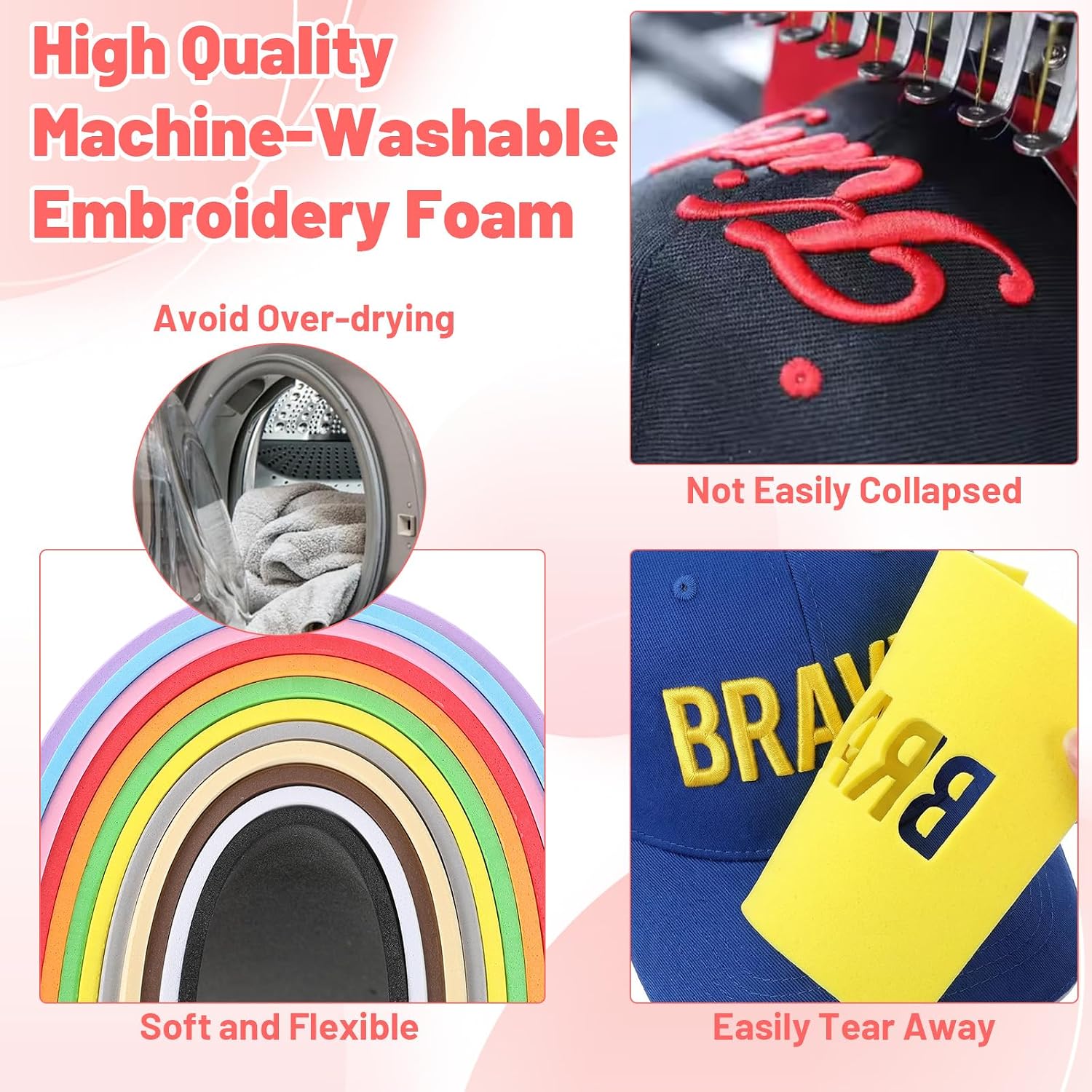 24 Pcs 9″x12″ Large Embroidery Foam 3MM 3D Puffy Foams Embroidery Puffy Foam Craft Foams Sheets for Arts Crafts Hand Sewing DIY Projects Cosplay Costumes Quilting Caps Garments Hats Cloth Jackets Bags