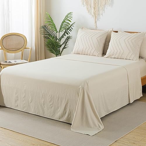 Miniatura 4 de Litanika Juego de edredón beige tamaño King con sábanas, 7 piezas, ropa de cama en una bolsa, juego completo de ropa de cama con edredón, sábanas,