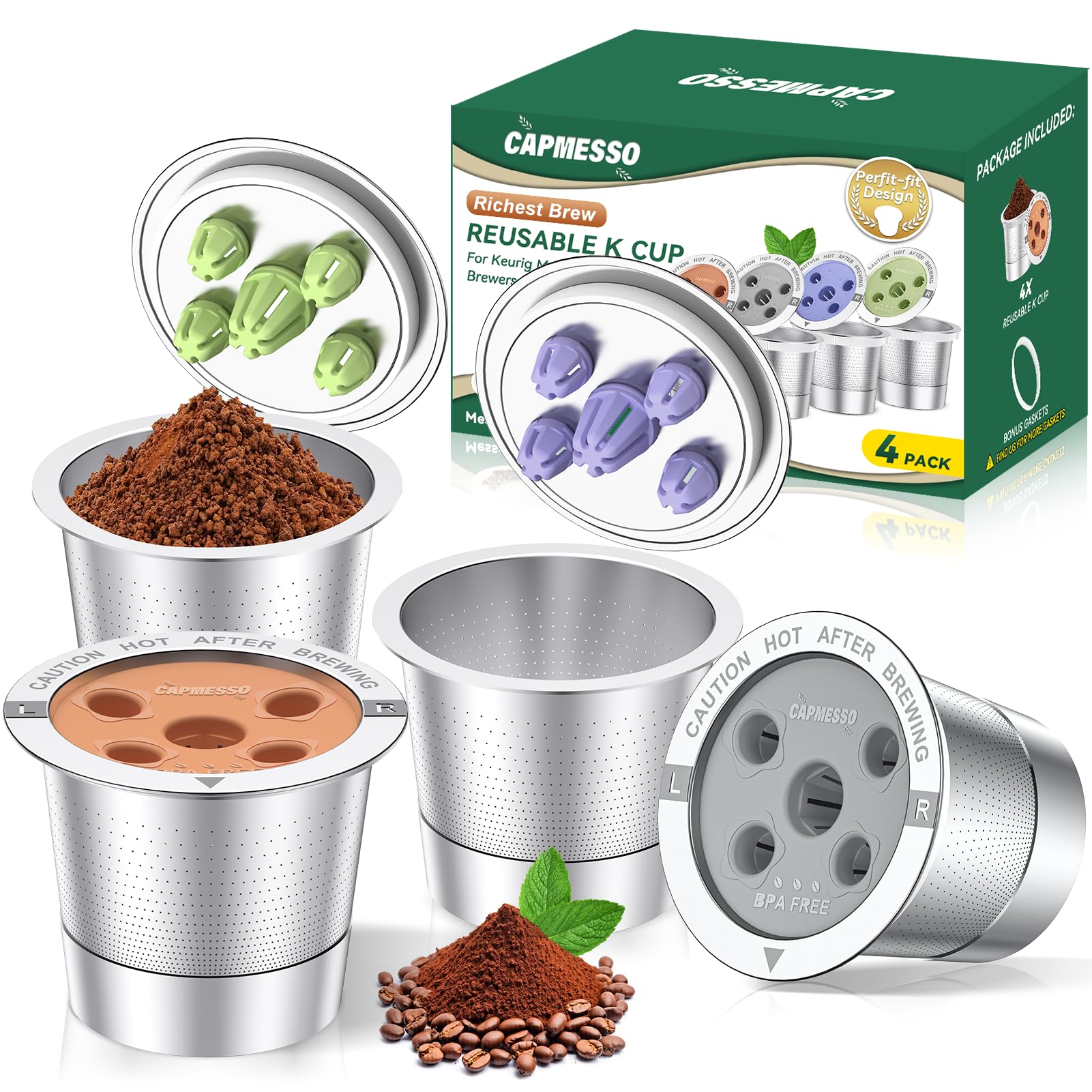 Photo 1 of **MISSING PARTS**
CAPMESSO Reusable K Cups for Keurig: 2025 Updated My K Cup Stainless Steel Coffee Pod Refillable Coffee Filters for K Supreme/K Slim/k-Duo Gen 2/K-Brew Chill with Multistream Technology (4 Pack)