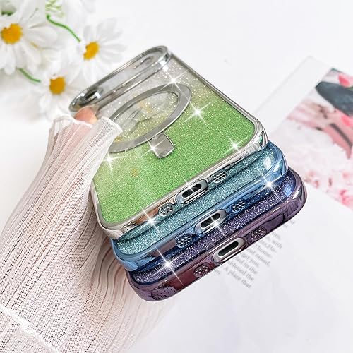 Vista 127 de Fiyart - Funda transparente magnética con purpurina para iPhone 12 para mujeres, con grabado "Love" metálico, protección para cámara y antigolpes