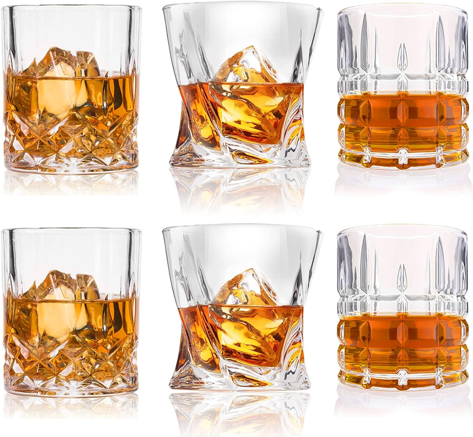DeeCoo Premium 10, 11 OZ Scotch Glasses - Old Fashioned Whiskey Glasses/Style Glassware for Bourbon/Rum/Bar Tumbler Set of 6