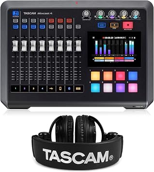 TASCAM Mixcast 4 and Studio Headphones Bundle