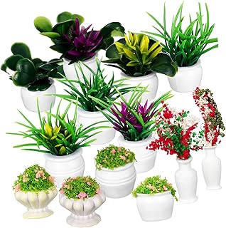 VALICLUD 13 Pcs Mini Flowerpot Model Mini Flower Pot Flower Accessories Mini Dollhouse Doll House Plant Models Artificial Potted Plants Miniature Potted Plants Doll House Mini Plant Manual