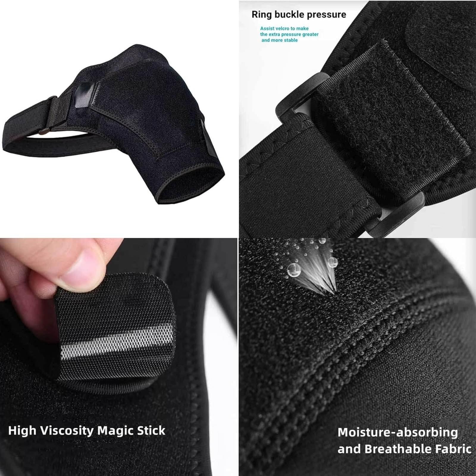 Tutore per La Spalla, Tutore di Supporto Della Cuffia Dei Rotatori per Alleviare Il Dolore, Manicotto di Compressione Della Spalla, Regolabile per Braccio Sinistro e Destro,Black-Large