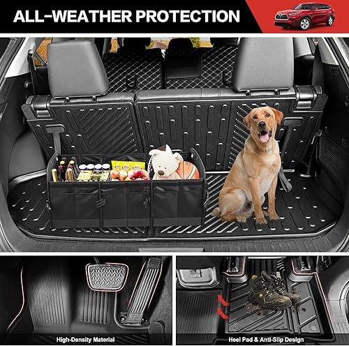 Miniatura 9 de Tapete de carga con cubierta trasera de asientos para Toyota Highlander 2020-2024 con sub trasero, forro de carga TPE para maletero de 7 asientos