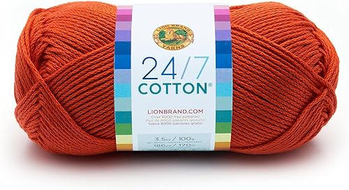 Lion Brand Yarn - 1madeja de estambre de algodón 247, color mandarina