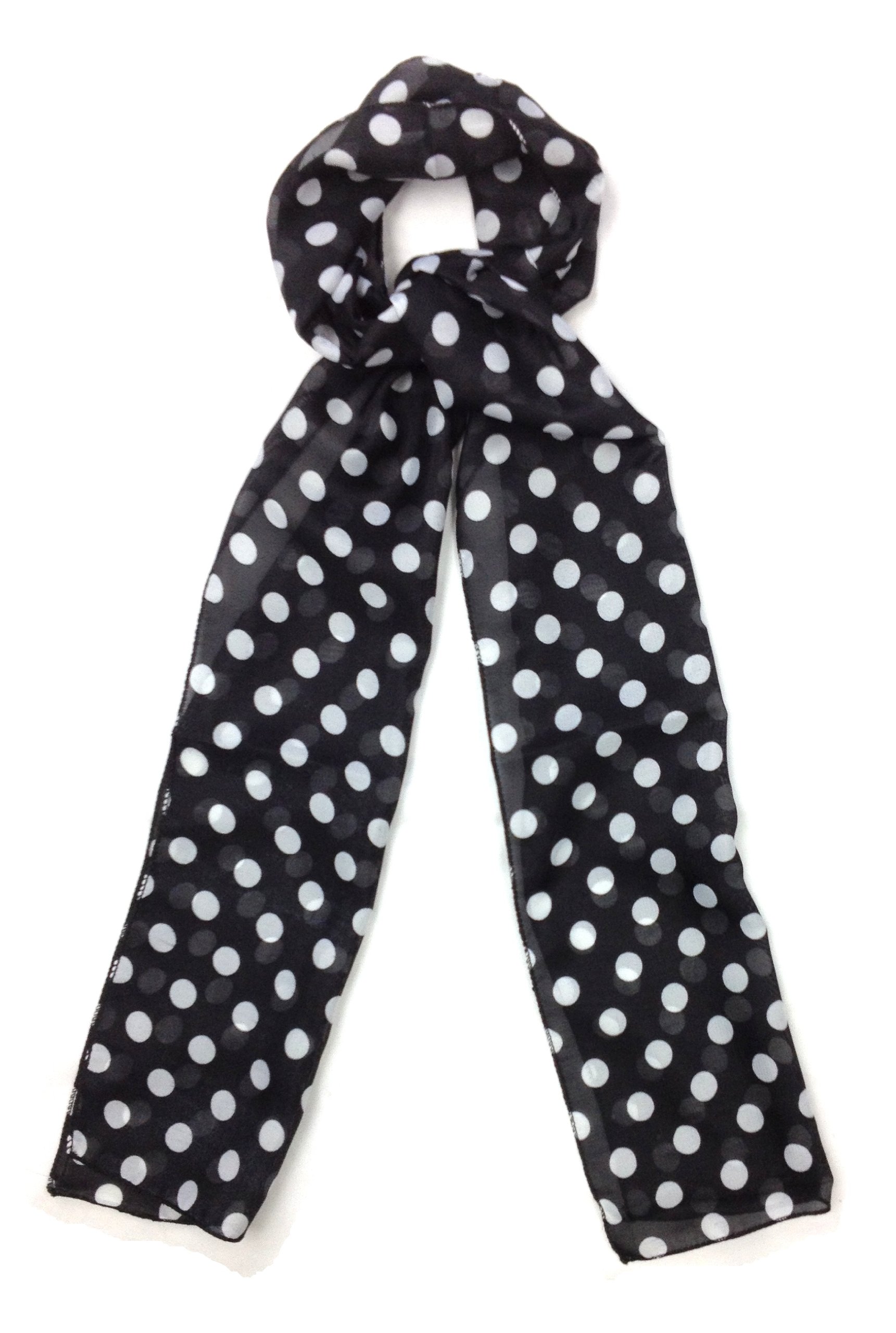Central Chic Polka Dot Womens Chiffon Scarf - In Black