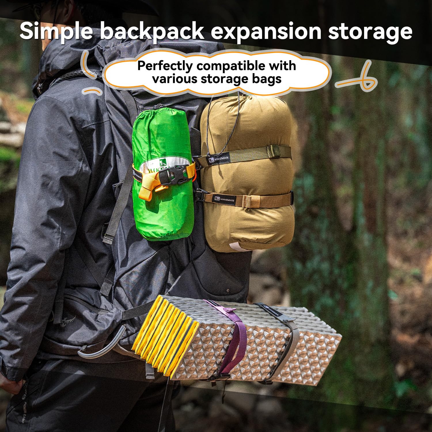 HIKEMAN Système tactique Rush Tier – 6 sangles de sac à dos Molle réglables, sangles de fixation avec clips à boucle, sangles de compression extérieures, sangle de bagage accessoire pour module
