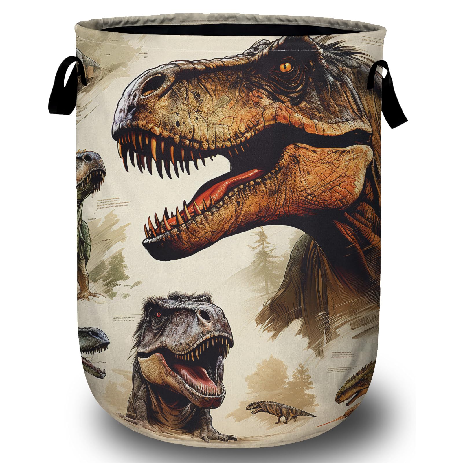 Dinosaur Laundry Basket, Laundry Hamper Collapsible Oxford Cloth with Handle Clothes Storage Bin for Bathroom Laundry Room Bedroom 15.7 X 20 Inch