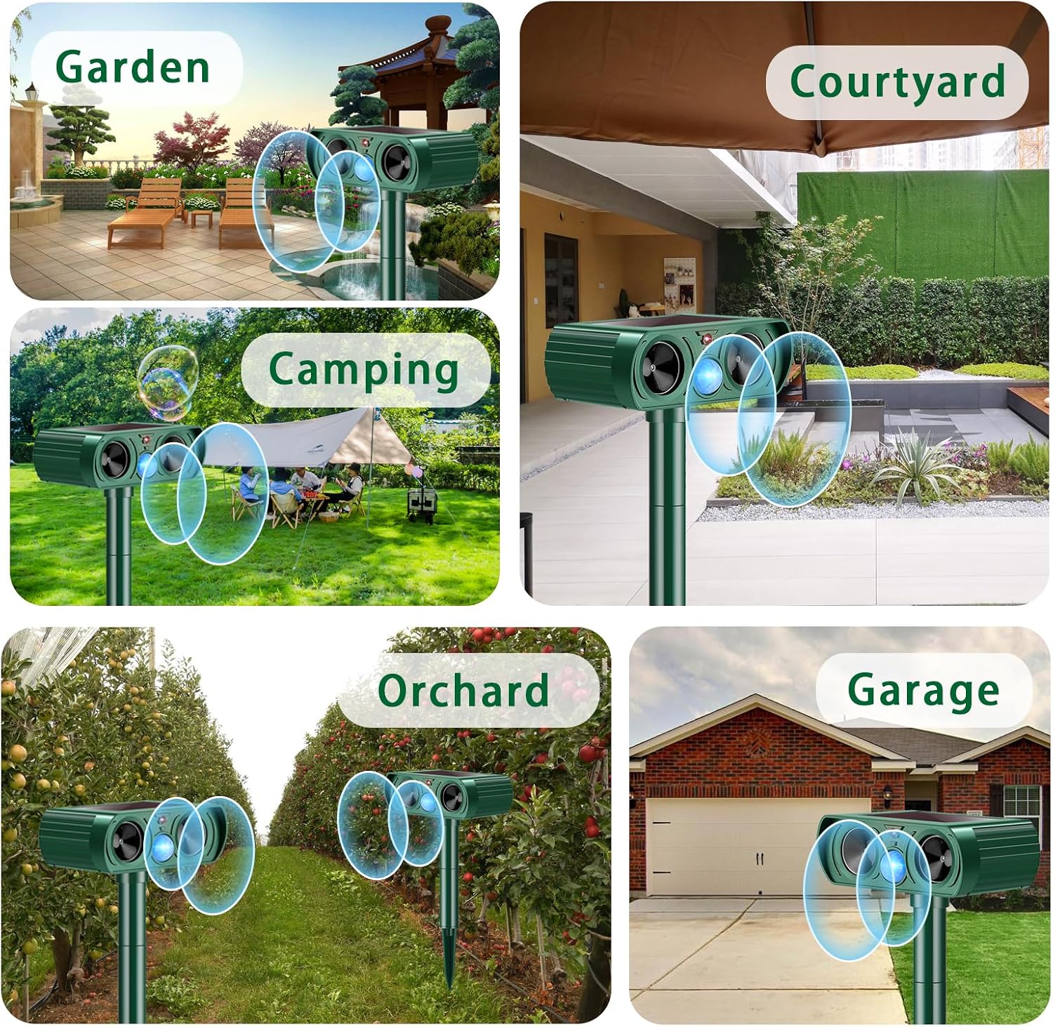 2 Pack Solar Animal Repeller with Motion Detection Ultrasonic Outdoor Deer Repellent Device for Patio Garden Yard Waterproof Animal Repellent Deterrent to Repel Cat Squirrel Rabbit Dog Raccoon Skunk
