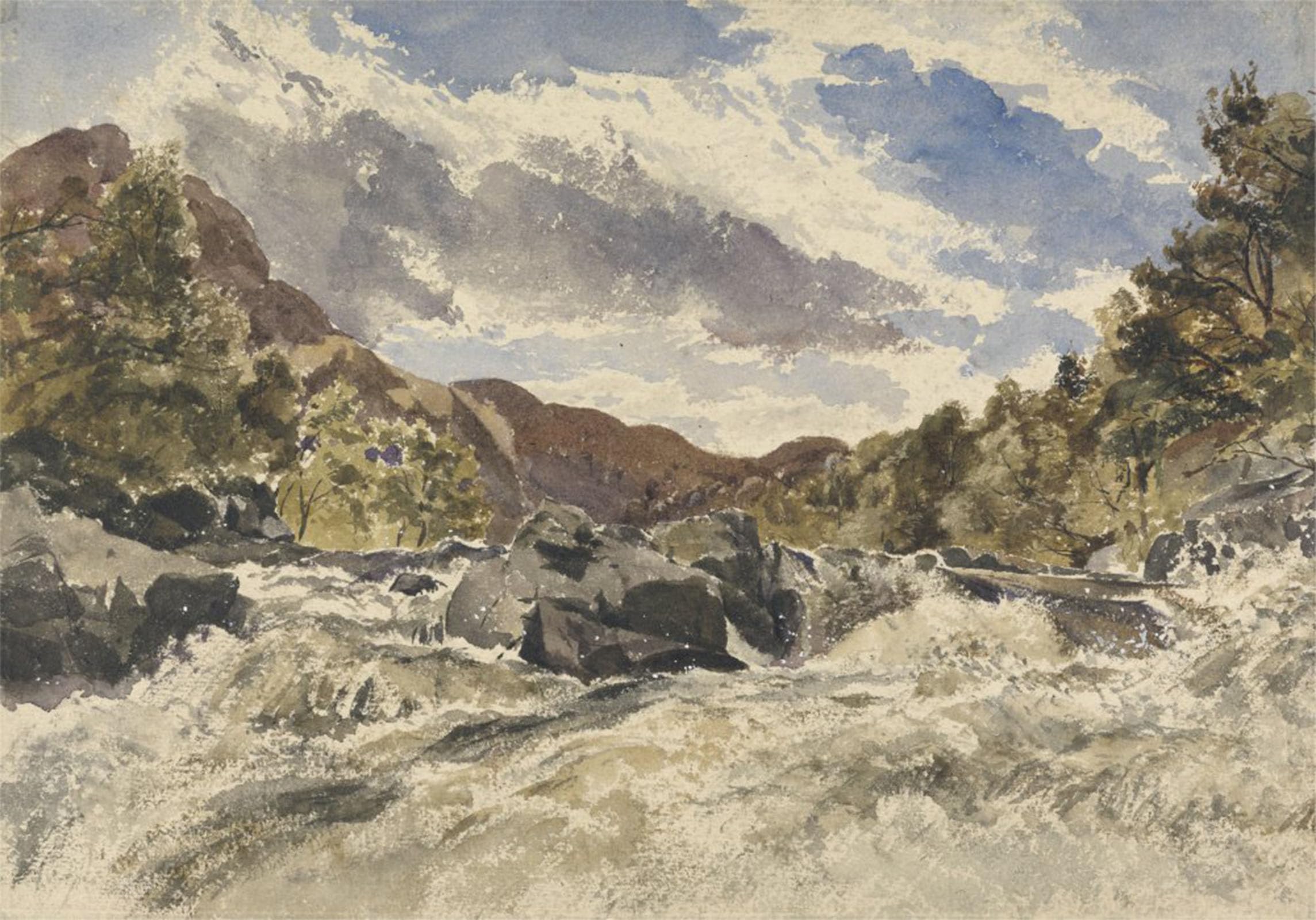 Cuadro de lienzo de un torrente de montaña de William Muller para pared 60x90cm 5