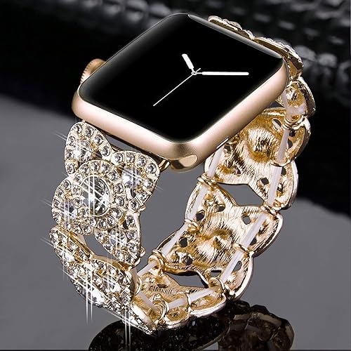 Miniatura 3 de VIQIV - Pulsera de reloj de acero inoxidable en imitación de diamantes, compatible con Apple Watch de 38 mm, 40 mm, 42 mm, 44 mm, iWatch Series 4,