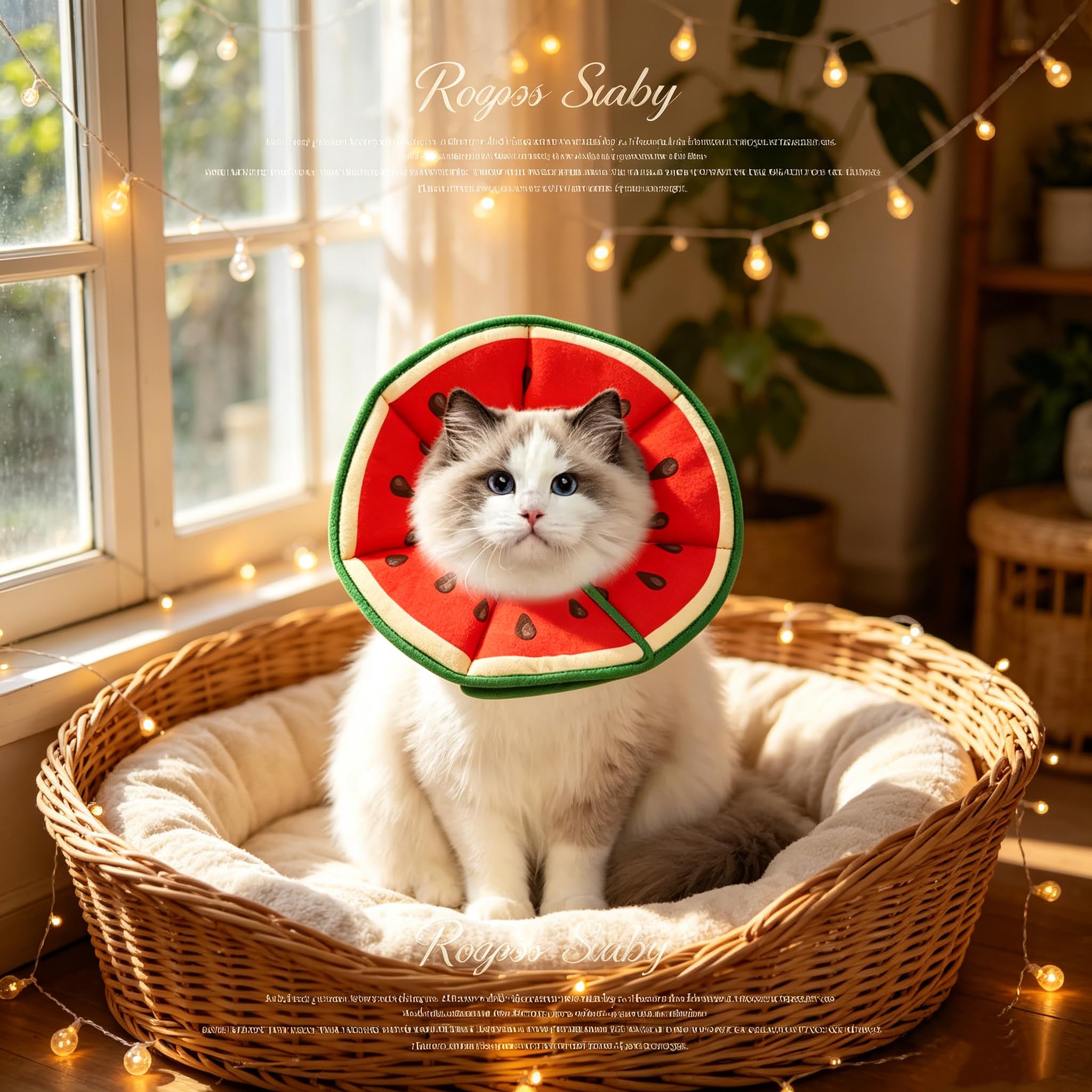Réglable Collerette Chat Anti Lechage, Collerettes pour Chats Forme De Pastèque Douce, Collerette Chat Anti Grattage TêTe pour La RéCupération Postopératoire, Convient Aux Petits Chiens Et Chats(M)