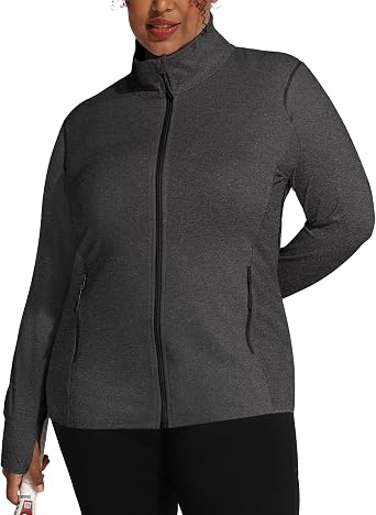 COOTRY Womens Plus Size Athletic Jackets Zip Up Lightweight Workout Gym