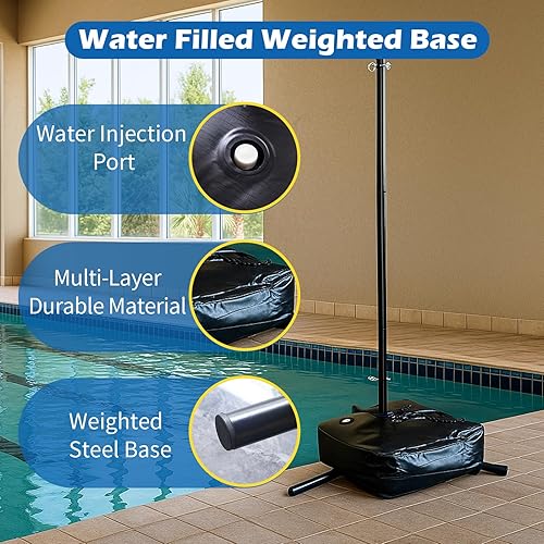 Miniatura 4 de Juego de red de voleibol de piscina con luces LED, red de voleibol con bases pesadas y longitud ajustable de 15 a 42 pies para piscinas enterradas,