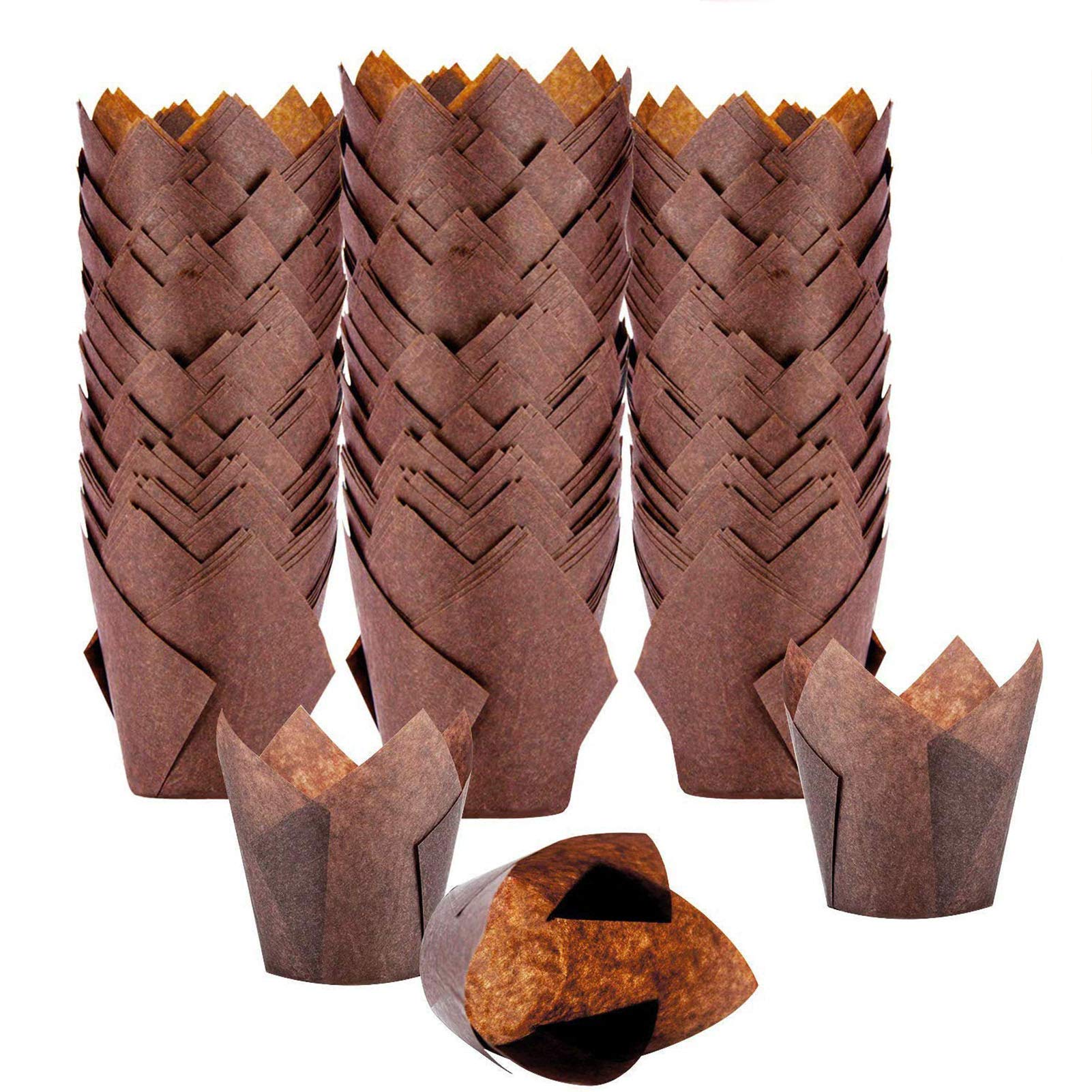 Tulip Cupcake Liners Cupcake or Muffin Liners 150 Pack Medium Baking Cups Muffin Wrappers Perfect for Birthday Parties, Weddings, Baby Showers (Brown)
