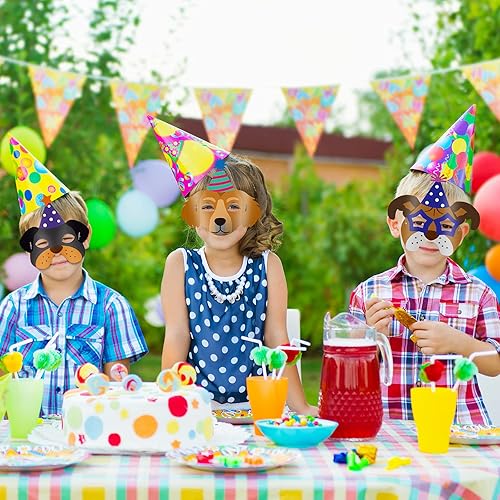 Miniatura 4 de 12 máscaras y guirnaldas de cumpleaños para perros, divertidas máscaras de papel para decoración de fiestas temáticas de perros, pancarta de