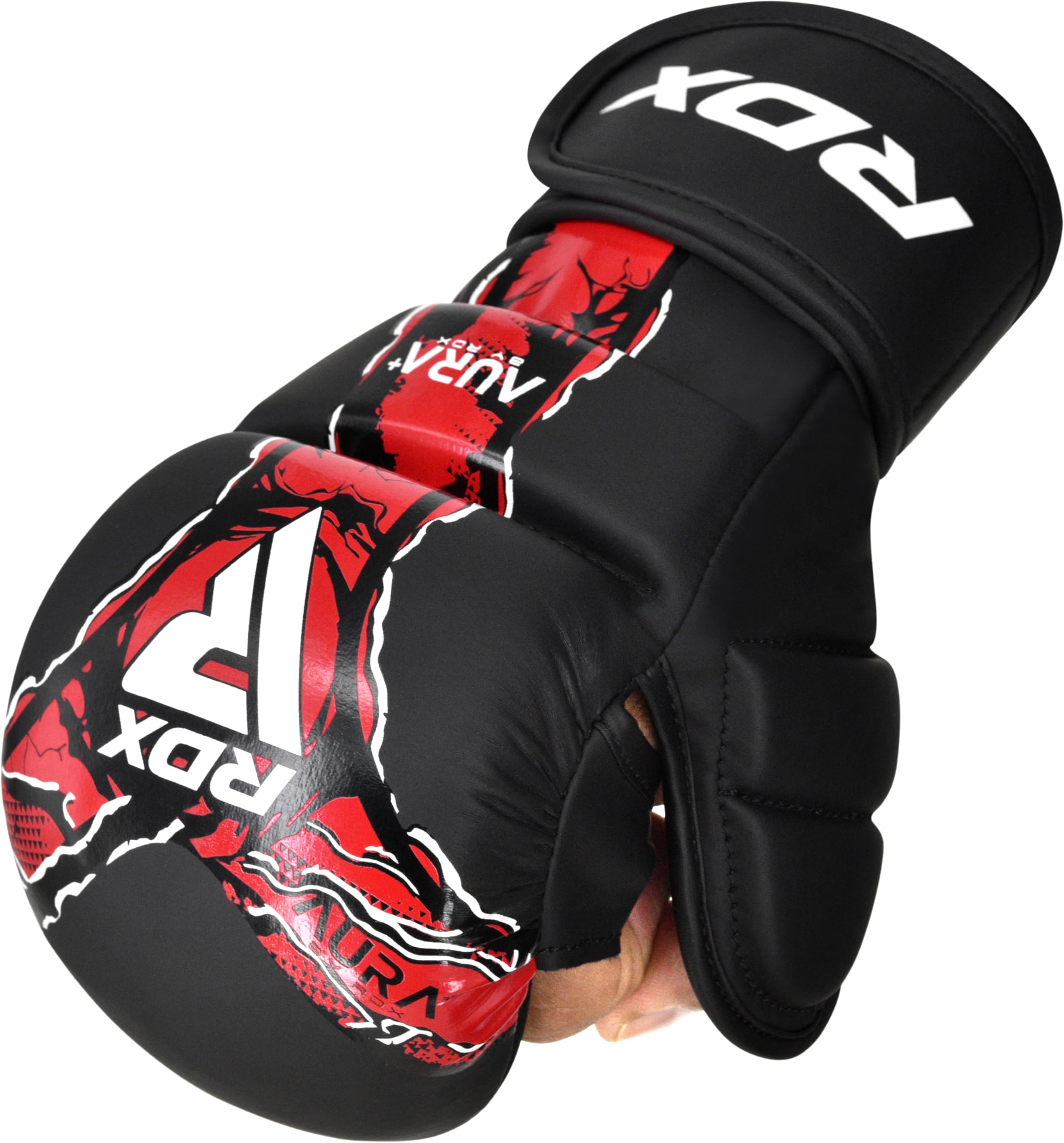 RDX New Aura Plus F17 Guanti da Grappling per Uomo e Donna, Guanti MMA a Palmo Aperto, Guanti da Allenamento per Presa, Sparring e Lotta a Terra, Imbottitura Ammortizzante, MMA Gloves