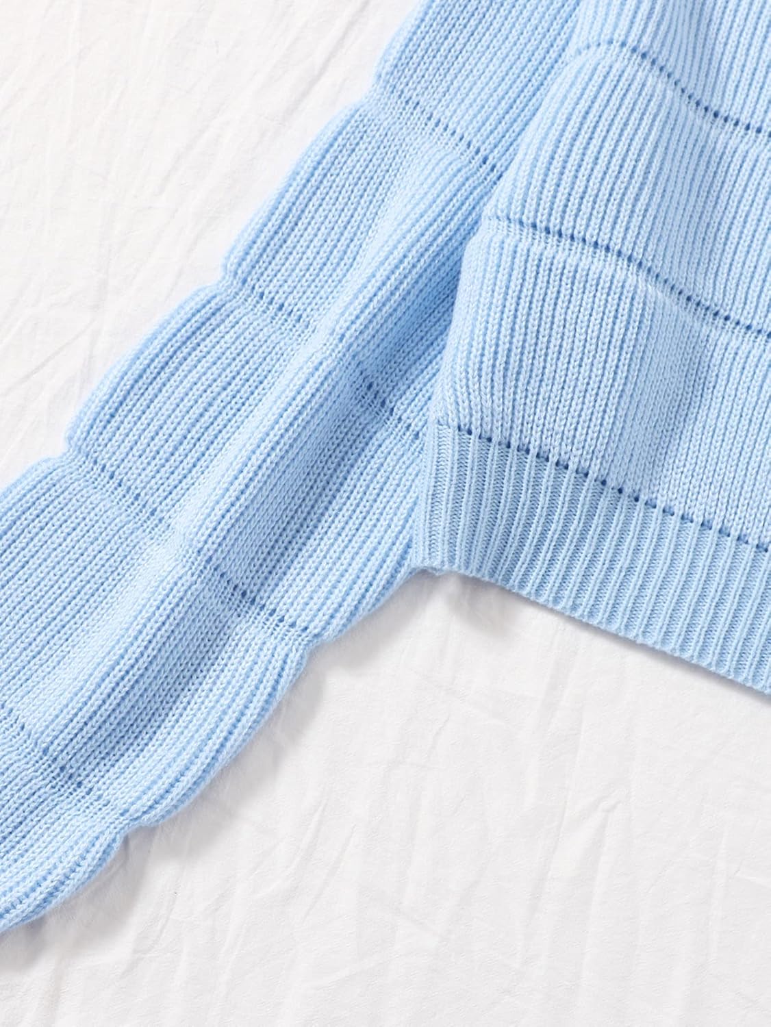 Women's Sweater Ribbed Knit Solid Crop Sweater Sweater for Women (Color : Baby Blue, Size : Medium)