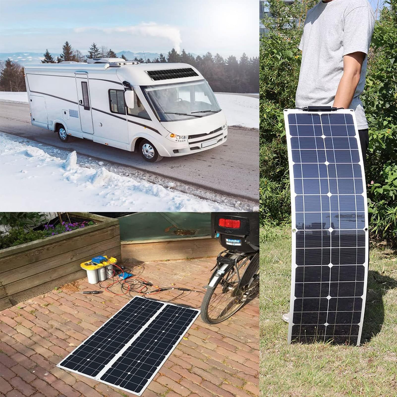 Pannello Solare Flessibile 400 W Modulo Fotovoltaico Monocristallino 18 V Regolatore Solare 40 A per Sistemi off-Grid Camper Roulotte Barche Tetti Superfici Irregolari 2 * 400W