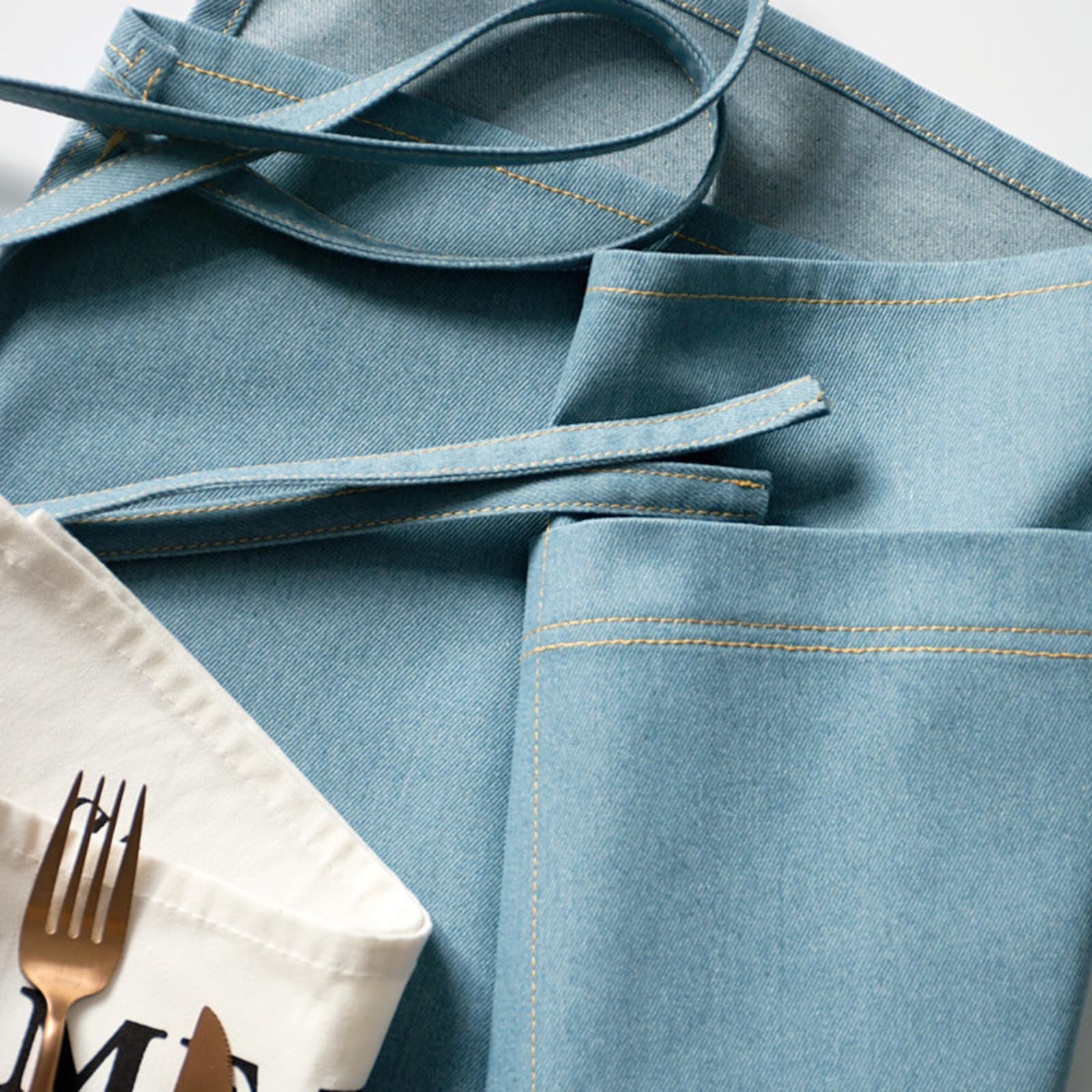 Grembiule Corto In Denim di Cotone con Tasche, Unisex – Ideale Per Camerieri, Cuochi, Panettieri, Artisti e Lavoro In Caffetteria