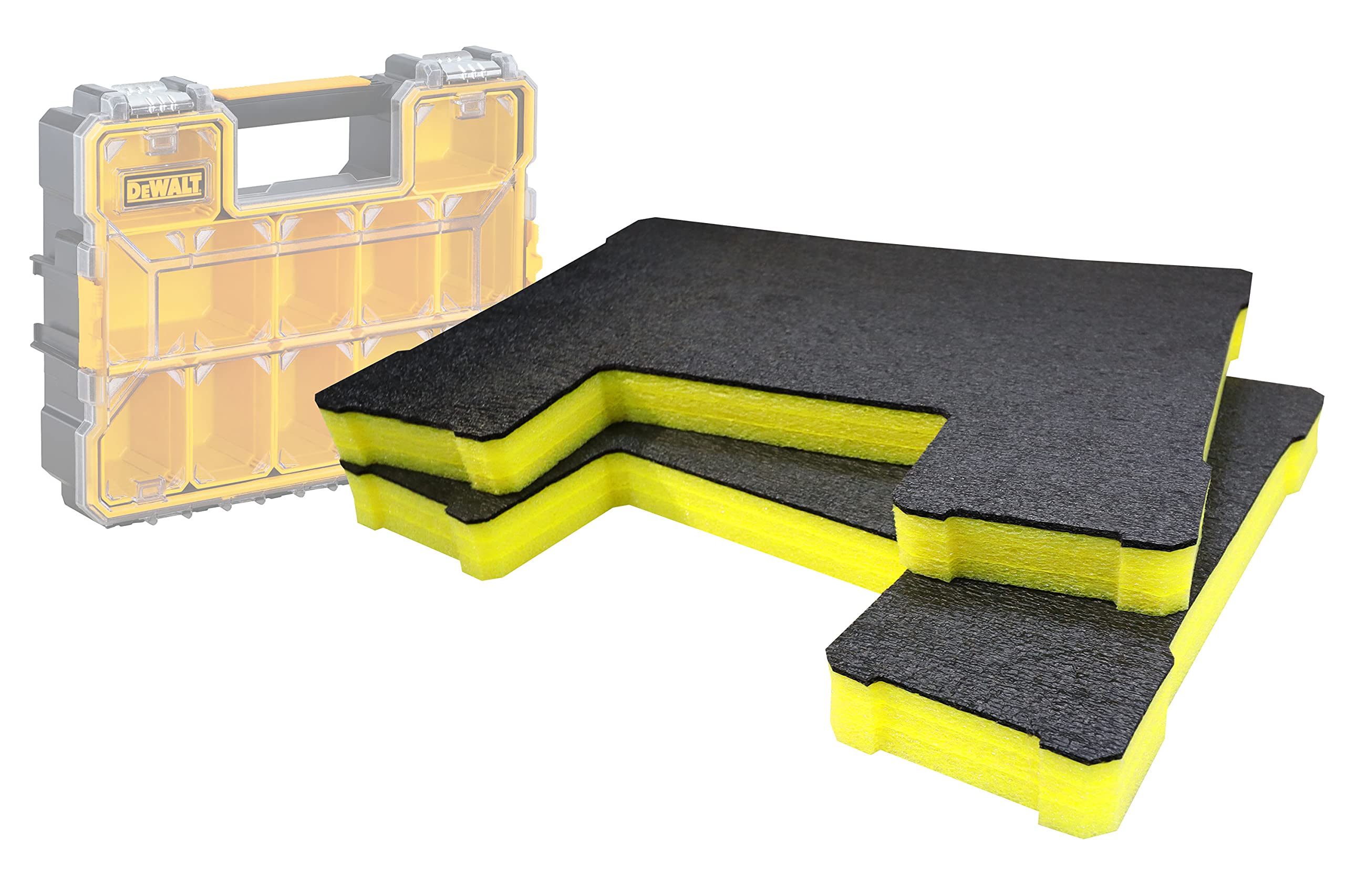 Shadow Foam Inserts for Stanley FatMax Pro Organiser & DeWalt Pro Organiser [Yellow 30mm Twin Pack] Easy Peel Foam | For Tools, Power Tools and Tool Organisation — image 1