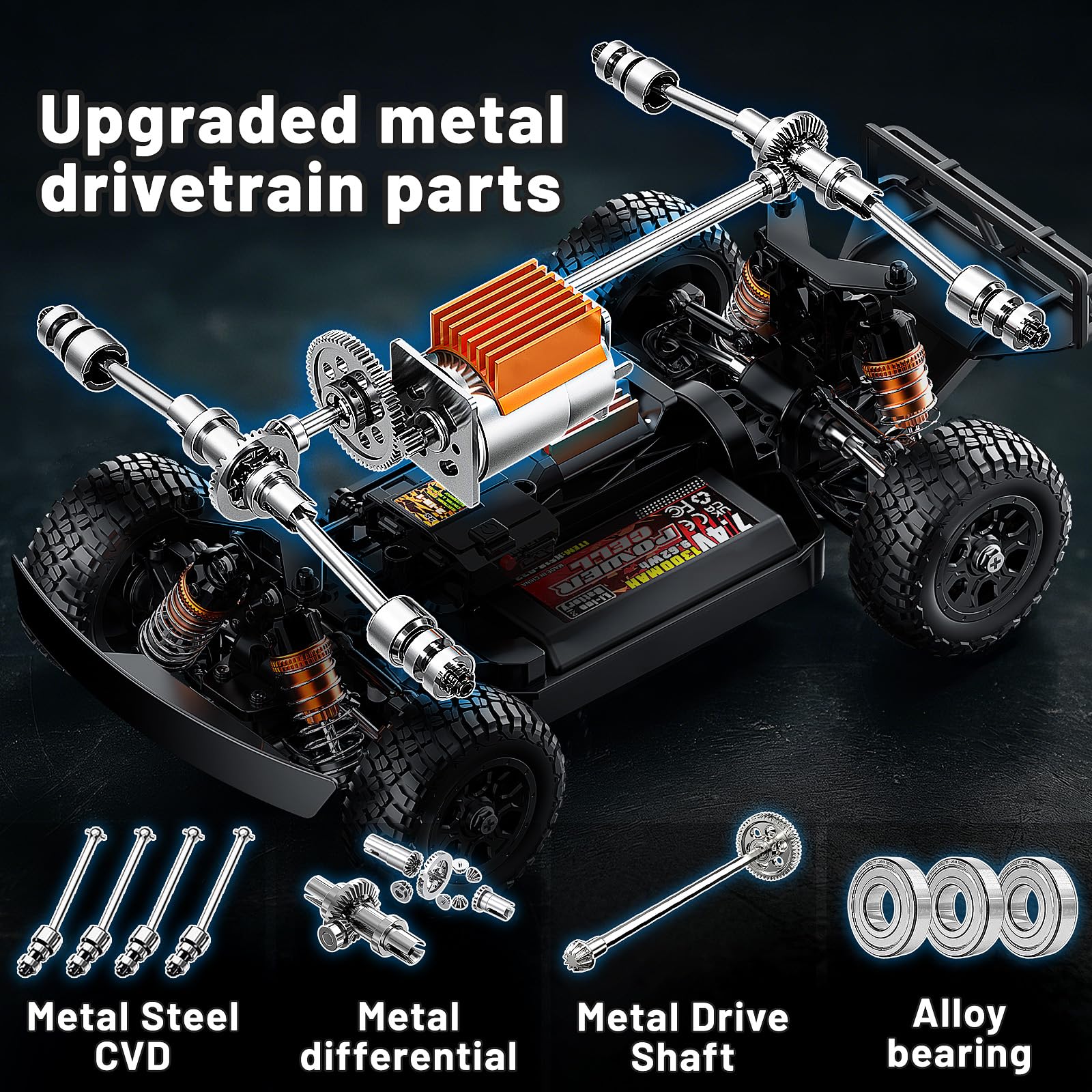 Ferngesteuertes Auto Erwachsene&Jungen 1:16 RC Truck, 2,4GHz 36 km/h, 4WD Offroad RC AutoDual 1300mAh Akkus, Drift- & Offroad-Reifen, Metallantrieb und Outdoor für Spielzeug ab 8 10 Jahre