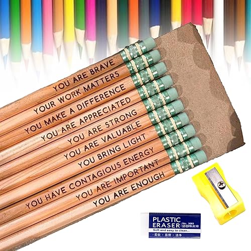 Miniatura 7 de Juego de lápices de afirmación, lápices motivacionales, lápices de madera de complementos personalizados, juego de lápices para bocetos y dibujos,