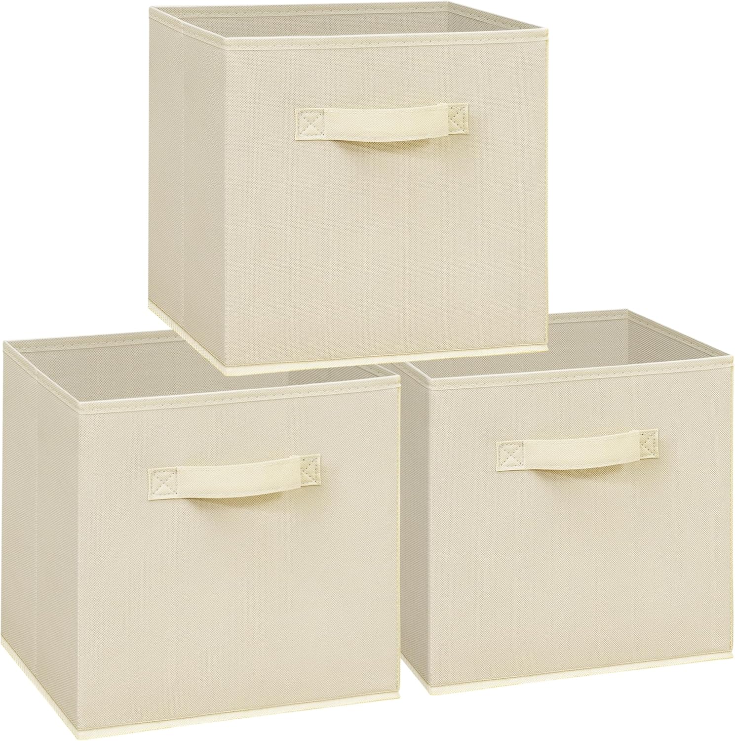 11×11 Storage Bins, Set of 3 Storage Cubes, Collapsible Cube Storage Box, Fabric Closet Organizers with Handles for Home, Office, Closet Shelf Cabinet, Bookcase, Beige 11×11 Storage Bins, Set of 3 Storage Cubes, Collapsible Cube Storage Box, Fabric Closet Organizers with Handles for Home, Office, Closet Shelf Cabinet, Bookcase, Beige