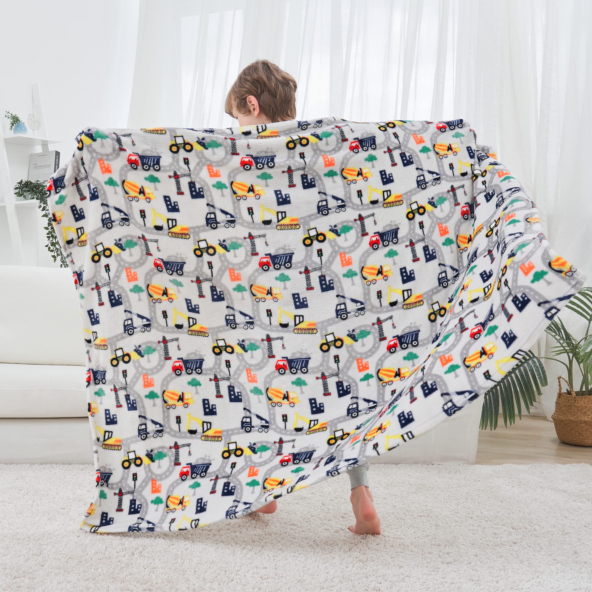 softan Coperta da camion per bambine, coperta per ragazzi e ragazze, morbida flanella, coperta per divano, letto, regalo di compleanno per bambini, 130 x 150 cm