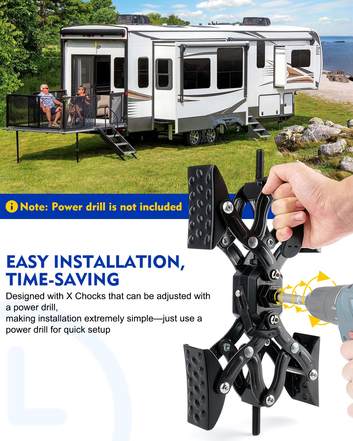 X-Shaped Wheel Chocks For Travel TrailerAllow Drill Adjust Rv Stabilizers X Chocks Camper Wheel Chock For Travel Trailers Rv Accessories Wrench Adjustable 3 5 10 5 2 Pack Black